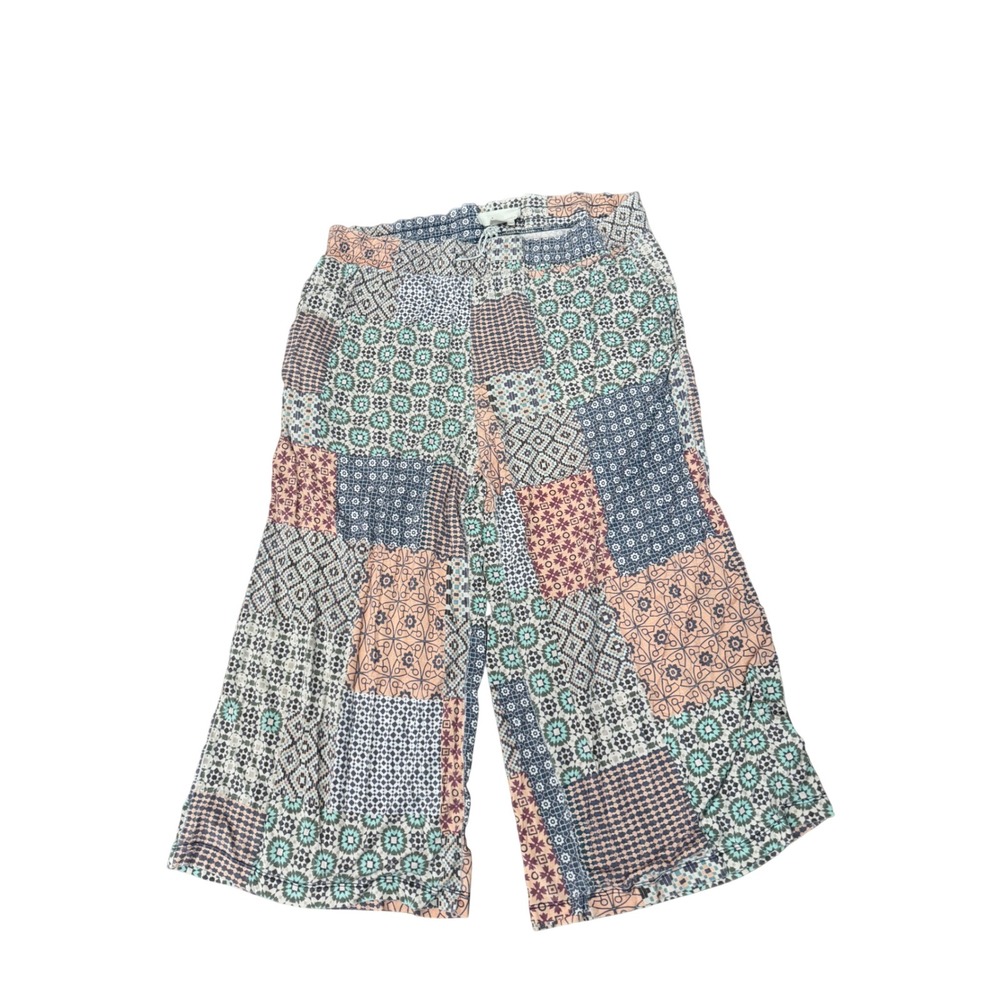 Anthropologie Patchwork Print Wide Leg Cropped Pants Multicolor Womens Size M